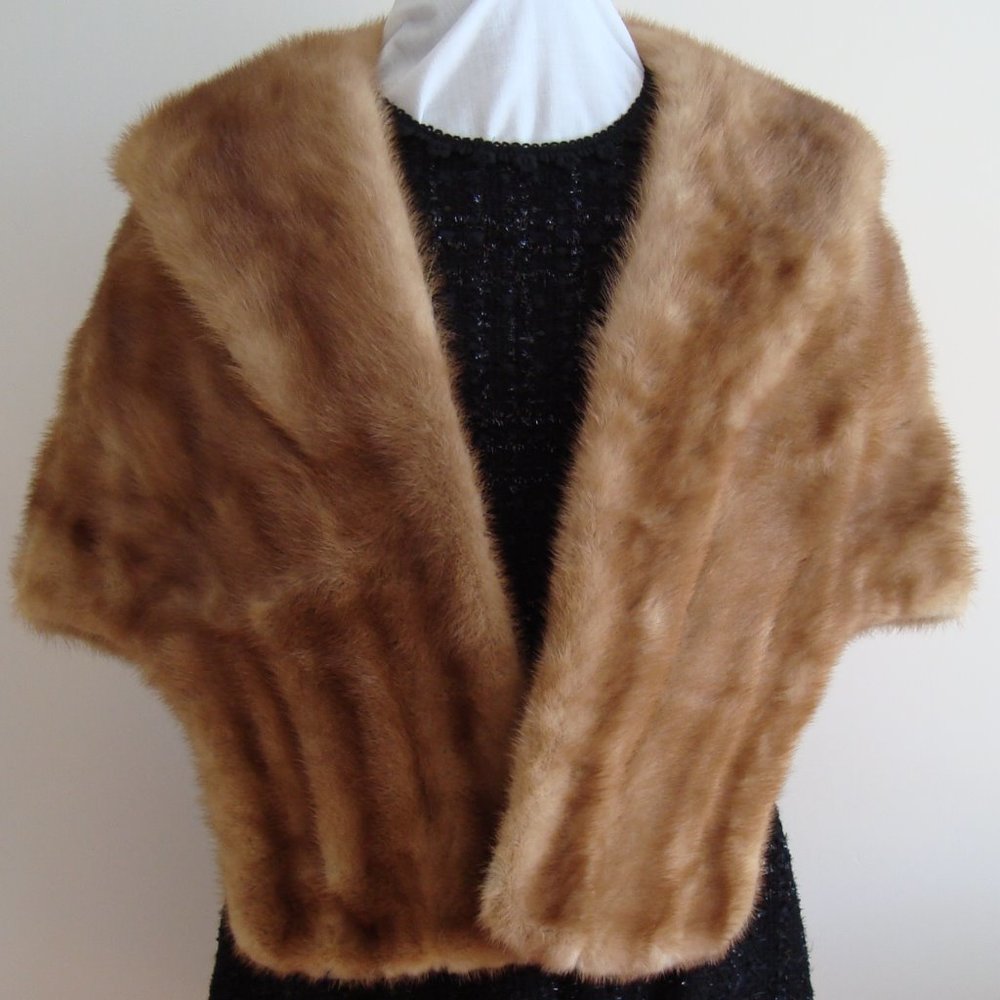 Mink Wrap/Stole/Shrug Light Brown Vintage-Medium